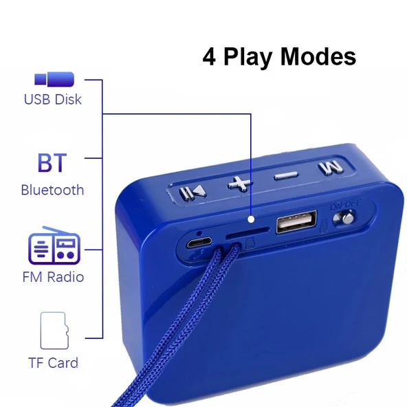 T G TG166 Renkli Taşınabilir Kablosuz Bluetooth Mini Hoparlör Mavi - 4