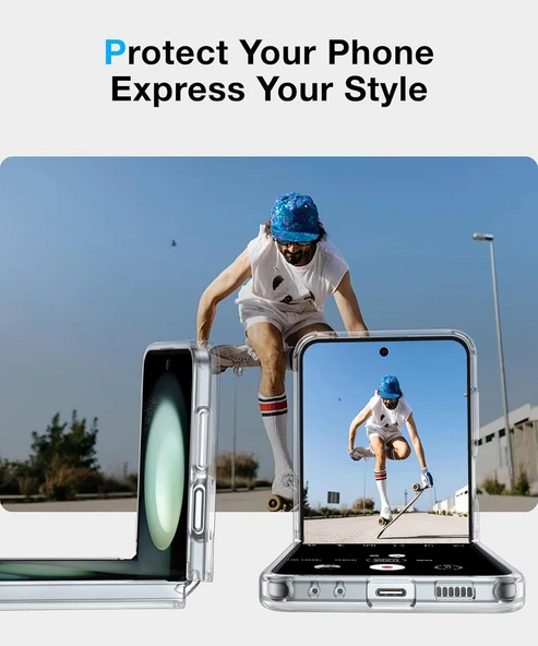 Samsung Galaxy Z Flip 6 Uyumlu Kamera Korumalı Magsafe Wireless Şarj Özellikli Şeffaf Silikon Kılıf - Resim 8