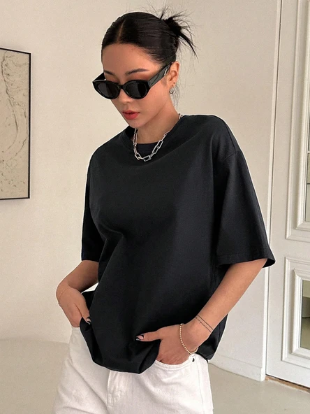 Kadın Oversize T-shirt Pamuklu Baskılı Tişört KİND-OVERSİZE - 6