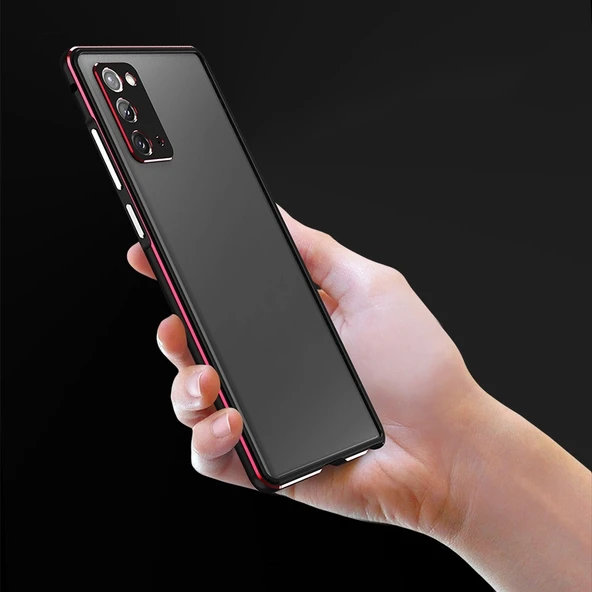 Samsung Galaxy Note20 Ultra Alüminyum Alaşımlı Darbeye Dayanıklı Koruyucu Bumper Çerçeve Gri - 5