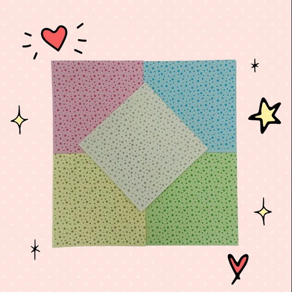 Homix Yıldızlı 5 Renk Origami Kağıdı 15x15 Kalın (150 Adet)