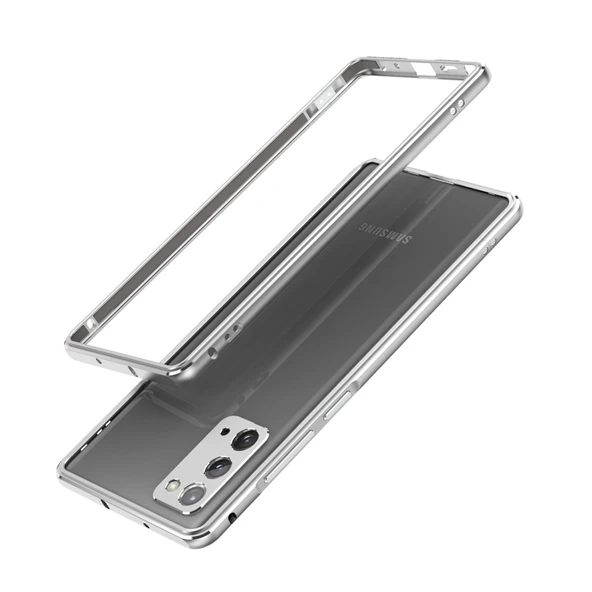 Samsung Galaxy Note20 Ultra Alüminyum Alaşımlı Darbeye Dayanıklı Koruyucu Bumper Çerçeve Gri