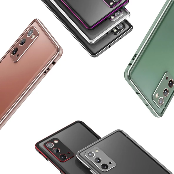 Samsung Galaxy Note20 Ultra Alüminyum Alaşımlı Darbeye Dayanıklı Koruyucu Bumper Çerçeve Gri - 7