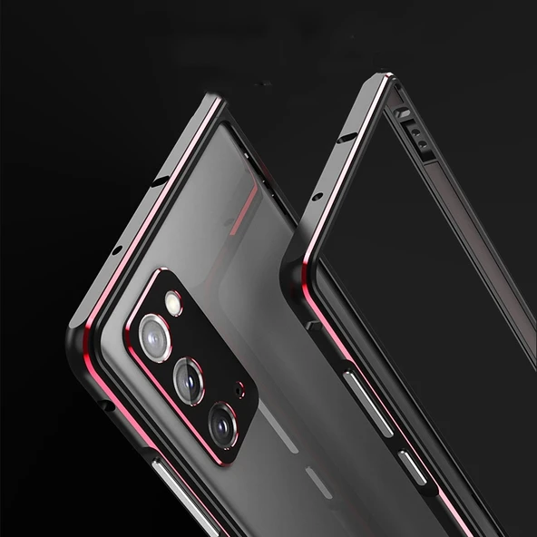 Samsung Galaxy Note20 Ultra Alüminyum Alaşımlı Darbeye Dayanıklı Koruyucu Bumper Çerçeve Gri - 3
