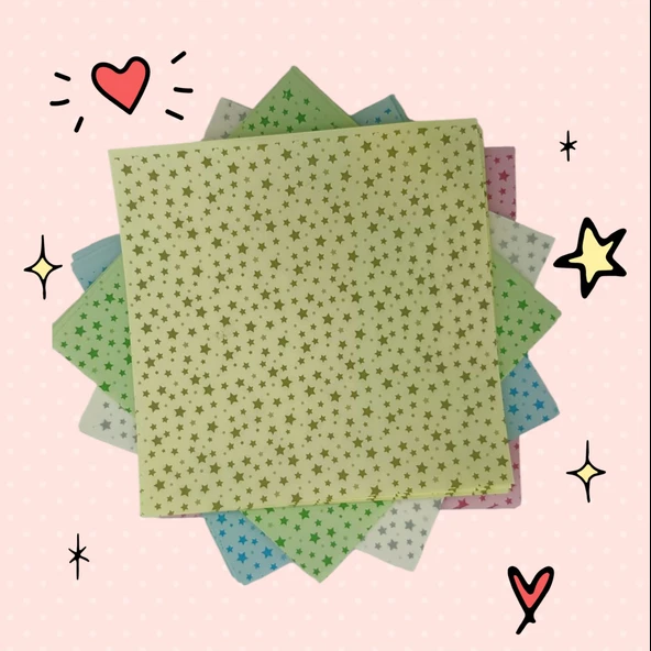 Homix Yıldızlı 5 Renk Origami Kağıdı 15x15 Kalın (150 Adet) - 2