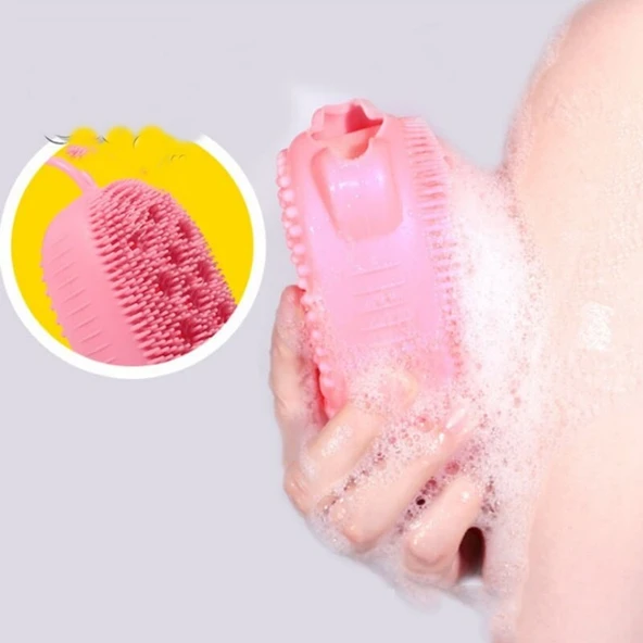 Süngerli Silikon Duş Fırçası - Peeling Banyo Kesesi - 4