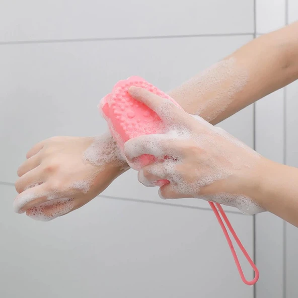 Süngerli Silikon Duş Fırçası - Peeling Banyo Kesesi - 3