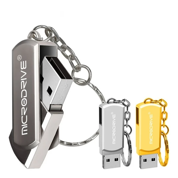 MicroDrive 16GB USB 2.0 Metal Kişisel Tasarım Anahtarlıklı USB Bellek Sarı - 4