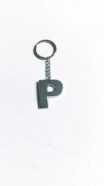P Harfi Plastik Krom Kaplama Anahtarlık- Harf Çanta Süsü - 3