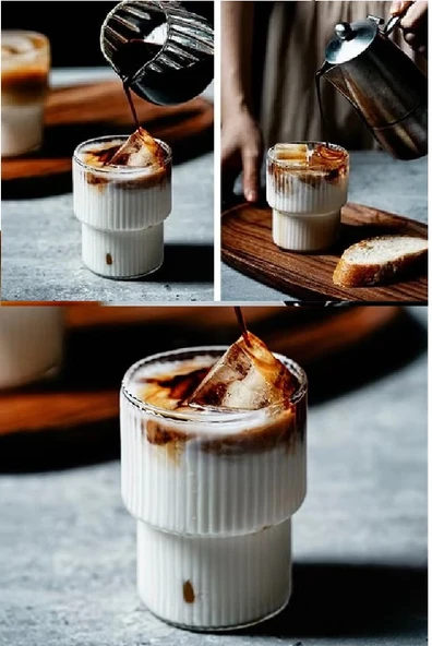 250 ml Origami Stil Şeffaf Isıya Dayanıklı Borosilikat Cam Bardak Kahve Sunum Bardağı - 3