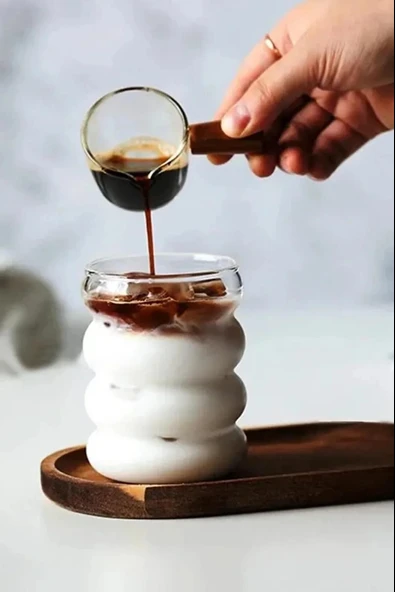 Boğumlu  Bardak  Borosilikat Kokteyl ve Kahve Sunum Bardağı -Cam Pipet Seti - 2