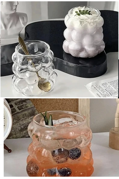 Pipetli Üzüm Bardak  Borosilikat Kokteyl ve Kahve Sunum Bardağı - 5