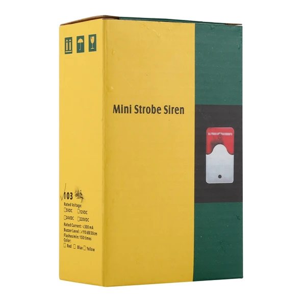103 Mini Strobe Siren Dayanıklı Ev Güvenlik Alarm Sistemi Mavi - 5