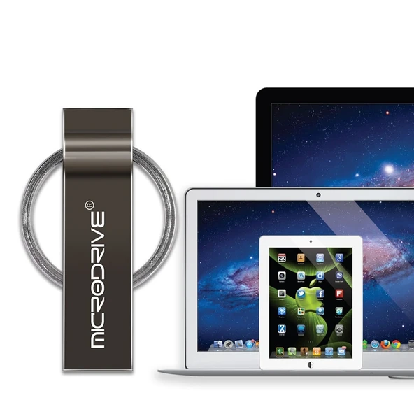 MicroDrive 4GB USB 2.0 Metal Anahtarlık USB Bellek Gri - 9