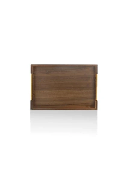 The Mia Natura Akasya Metal Kulplu Tepsi Gold 38x26x5 Cm NTR0044 - 3