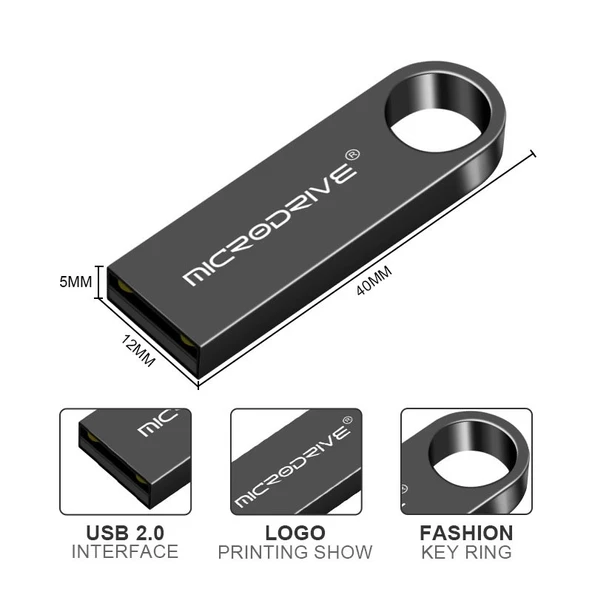 MicroDrive 16GB USB 2.0 Metal Su Geçirmez Yüksek Hızlı USB Bellek Siyah - 7