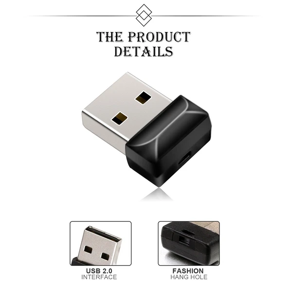 MicroDrive 32GB USB 2.0 Süper Mini Bezelye USB Bellek Siyah - 8