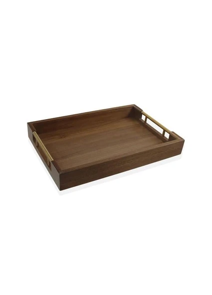 The Mia Natura Akasya Metal Kulplu Tepsi Gold 38x26x5 Cm NTR0044 - 2
