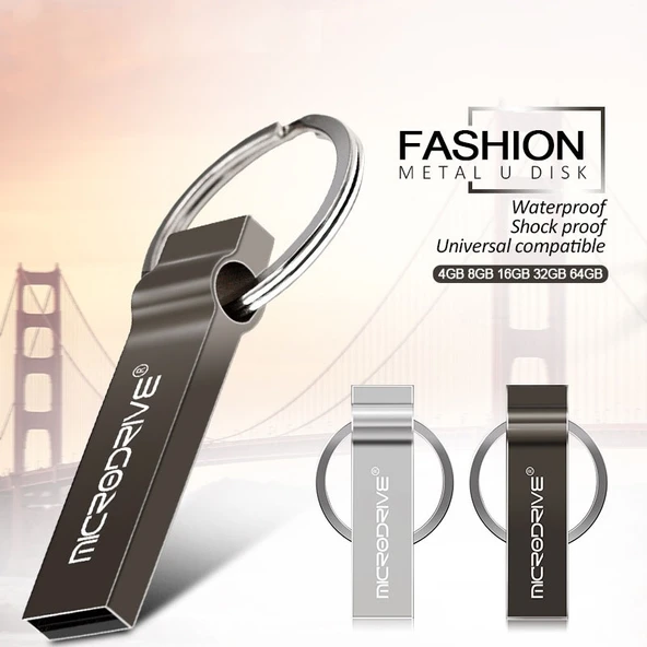 MicroDrive 4GB USB 2.0 Metal Anahtarlık USB Bellek Gri - 6