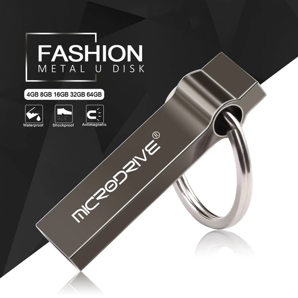 MicroDrive 4GB USB 2.0 Metal Anahtarlık USB Bellek Gri - 5