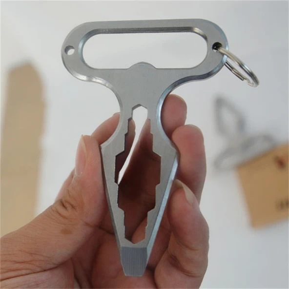 Mini Cep Boy Paslanmaz Çelik Çok Fonksiyonlu Kişisel Güvenlik ve Savunma Aracı - 4