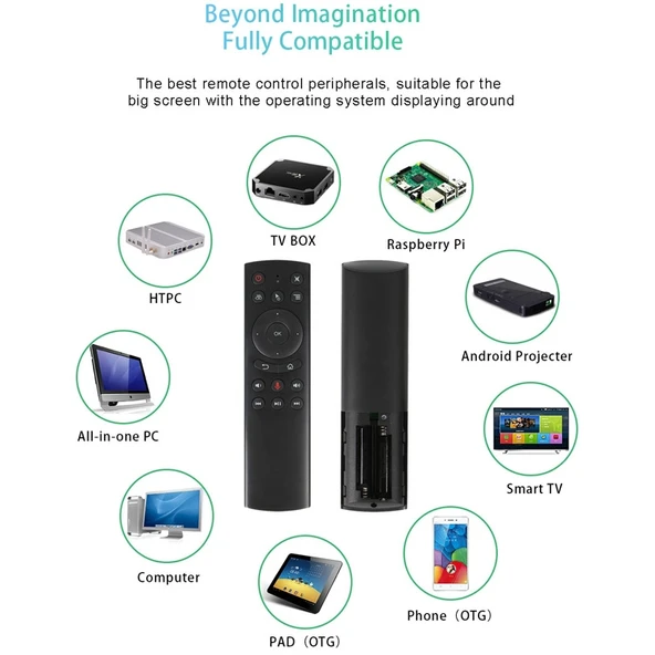 G20S 2.4G Hava Faresi Uzaktan Kumanda Sesli Girdi IR Öğrenme 6 Eksen Jiroskop PC Android TV Laptop Projektör - 10