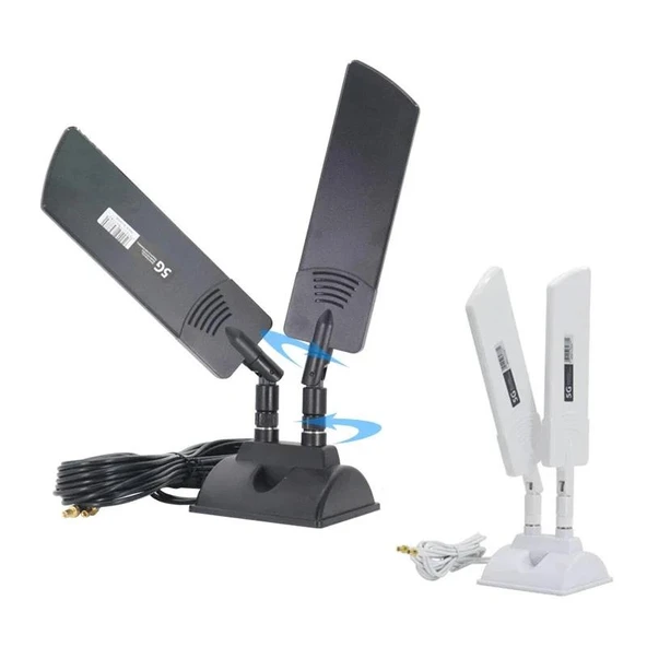 42dbi 5G Dış Mekan Router Harici Anten Uzun Menzilli WiFi Sinyal Güçlendirici TS9 Beyaz - 2