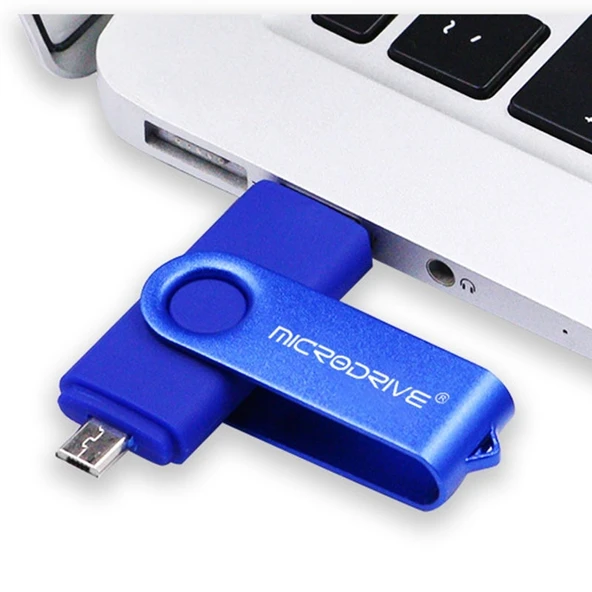 MicroDrive 8GB USB 2.0 Döner Metal OTG Telefon ve Bilgisayar U Disk Siyah - 3