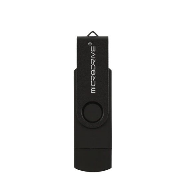 MicroDrive 8GB USB 2.0 Döner Metal OTG Telefon ve Bilgisayar U Disk Siyah - 2