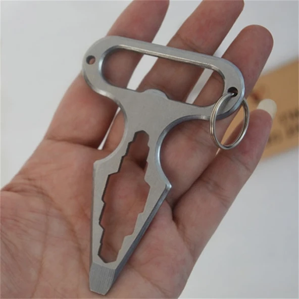 Mini Cep Boy Paslanmaz Çelik Çok Fonksiyonlu Kişisel Güvenlik ve Savunma Aracı - 3