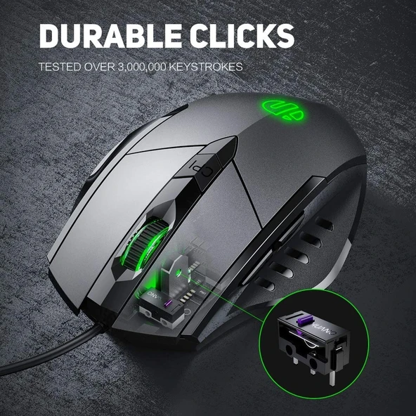 Inphic PW1H Kablolu Sessiz Aydınlatmalı 6 Tuşlu Oyun Mouse Siyah - 6