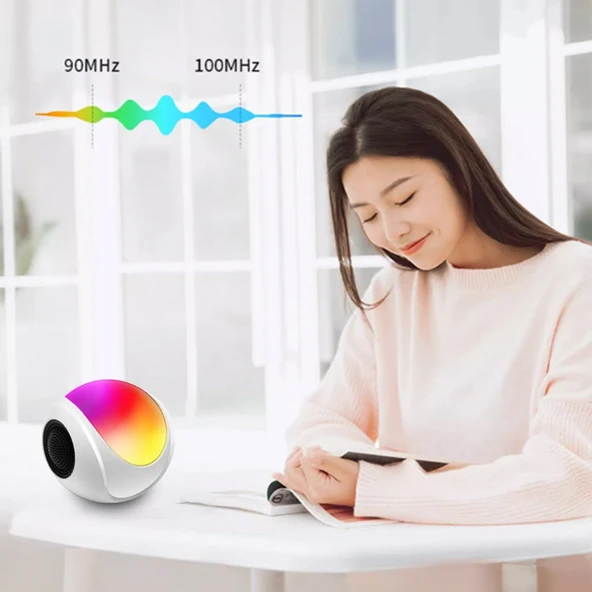 SY-688 Beyaz Mini Kart Bluetooth Hoparlör TWS RGB Renkli Işık - 10