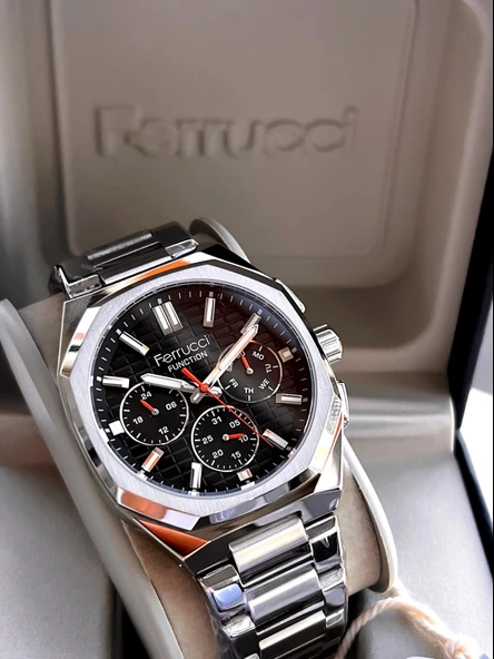 Ferrucci 2 Yıl Garantili Çelik Kordon İç Kadran Özellikleri Aktif 3 Atm Erkek Kol Saati EF.03372.01 - Resim 6