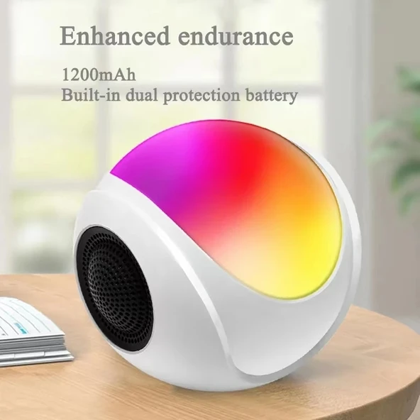 SY-688 Beyaz Mini Kart Bluetooth Hoparlör TWS RGB Renkli Işık - 6