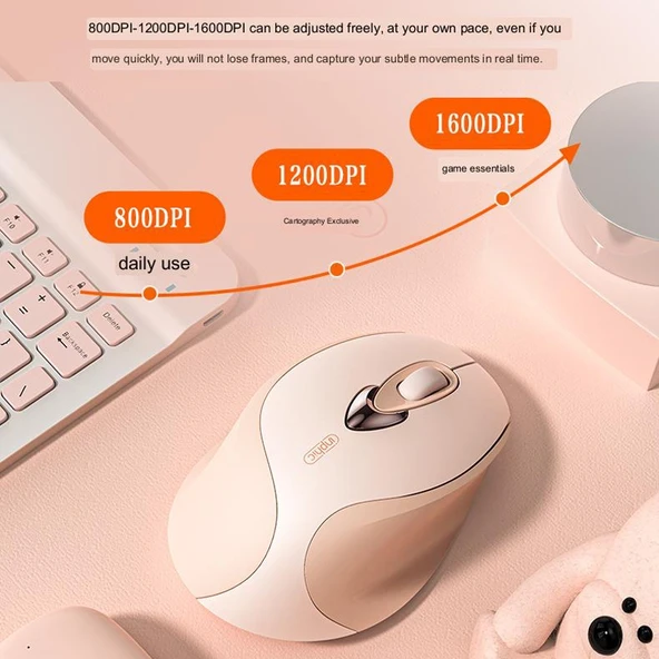 Inphic M8 Kablosuz Şarjlı Sessiz Ofis ve Ev Mouse Sütlü Çay Rengi 2.4G USB - 5