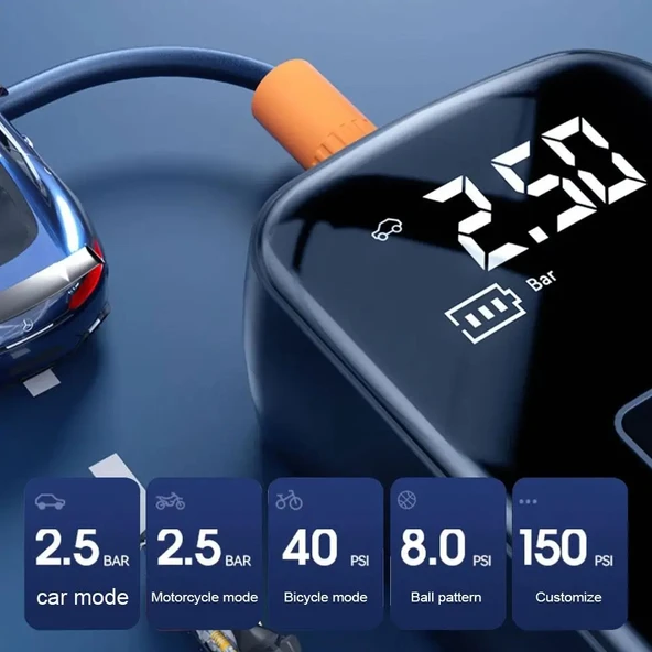 Taşınabilir Elektrikli Araç Lastik Şişirme Pompası Kablolu Model - 3
