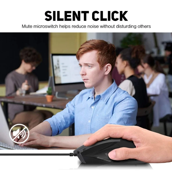 Inphic PW1H Kablolu Sessiz Aydınlatmalı 6 Tuşlu Oyun Mouse Siyah - 8
