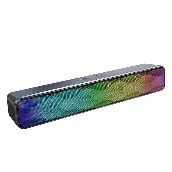 RGB Renkli Aydınlatmalı Uzun Masaüstü USB Kablosuz Bluetooth Hoparlör Siyah Model Q6