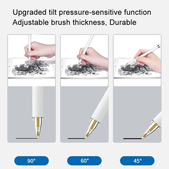 Apple Pencil Uç Değiştirme Parçası 3.5 Standart Siyah Gövde Gümüş Uç - 7