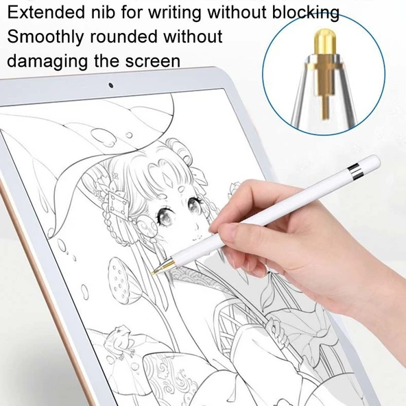 Apple Pencil Uç Değiştirme Parçası 3.5 Standart Siyah Gövde Gümüş Uç - 8