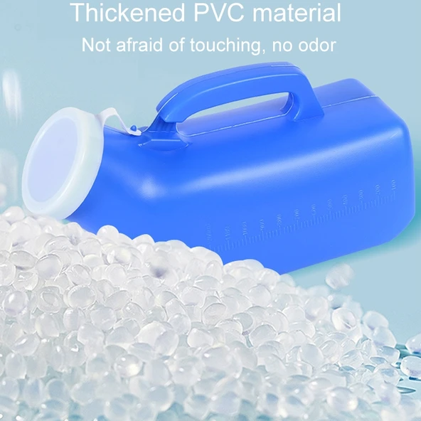 Ev Tipi Erkek İdrar Kabı 1200ml Plastik Kapaklı Beyaz - 4