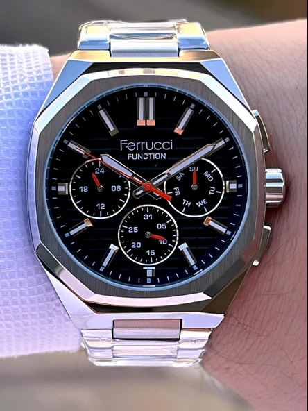 Ferrucci 2 Yıl Garantili Çelik Kordon İç Kadran Özellikleri Aktif 3 Atm Erkek Kol Saati EF.03372.01 - Resim 3
