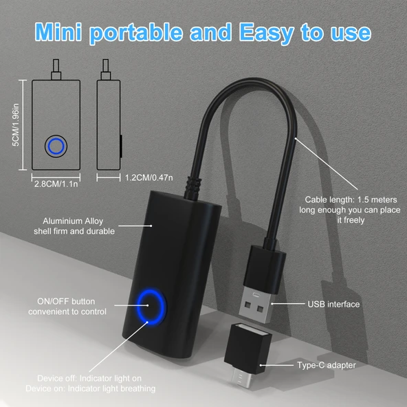 USB Kablolu Sanal Fare Bilgisayar Uyku Modunu Engelleme F1 Model Siyah - 4