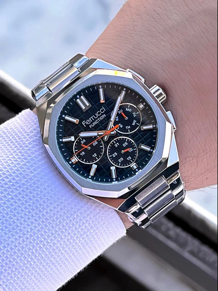 Ferrucci 2 Yıl Garantili Çelik Kordon İç Kadran Özellikleri Aktif 3 Atm Erkek Kol Saati EF.03372.01 - Resim 2