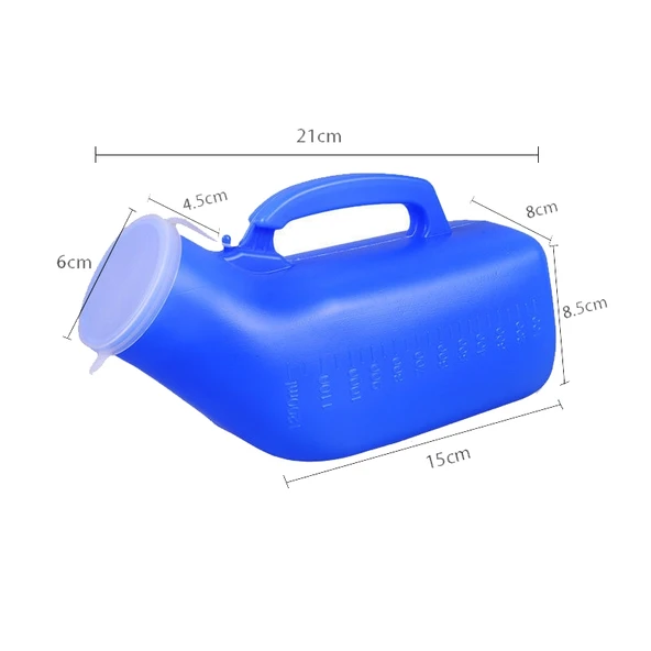 Ev Tipi Erkek İdrar Kabı 1200ml Plastik Kapaklı Mavi - 2