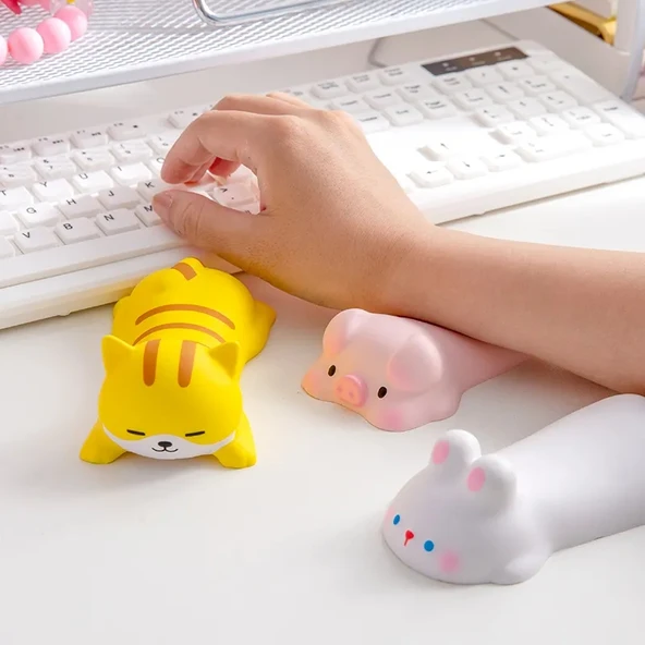 Sevimli Domuz Desenli Hafızalı Köpük Mouse Pad Bilek Destek Yastığı - 2