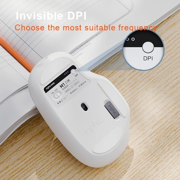 Inphic M1 2. Nesil Kablosuz Şarjlı Sessiz Ofis ve Ev Laptop Mouse Siyah 2.4G - 6