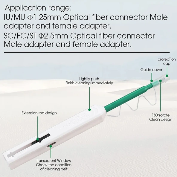 Fiber Optik Temizleme Kalemi Seti 2li 125mm LC MU ve 25mm SC ST FC Konnektörler için - 5
