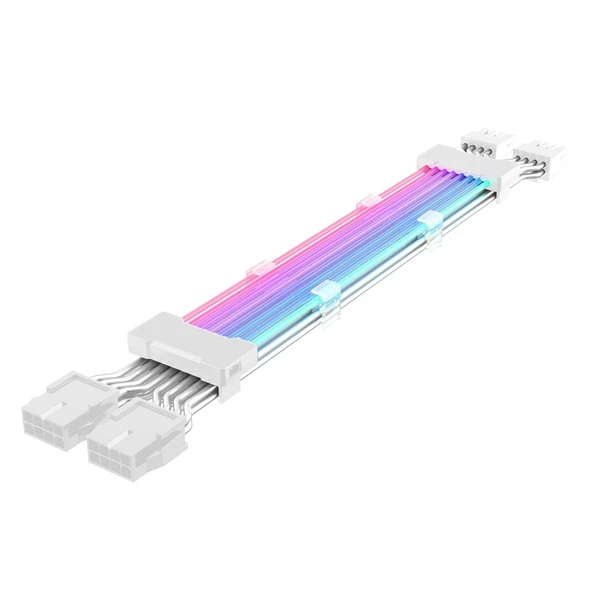 Çift 8 Pinli Ekran Kartı Güç Kablosu Beyaz 5V ARGB Neon Renkli Hat