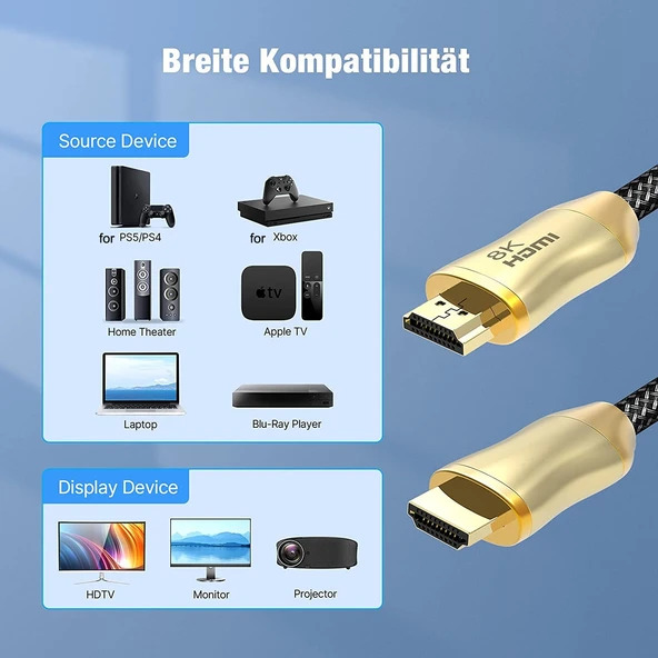 CO HD801 2 Metre HDMI 2.1 Versiyon 8K 60Hz Altın Kaplama Kablo PS4 Projektör Dizüstü Set Üstü Kutusu İçin - 4